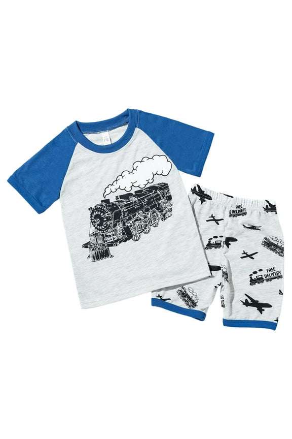 Baby Clothes Boys 6-9 Months Toddler Baby Boy Summer Clothes Short Sleeve Airplane Print Shirt and Elastic Waist Shorts Sets Summer Outfit 2Pcs