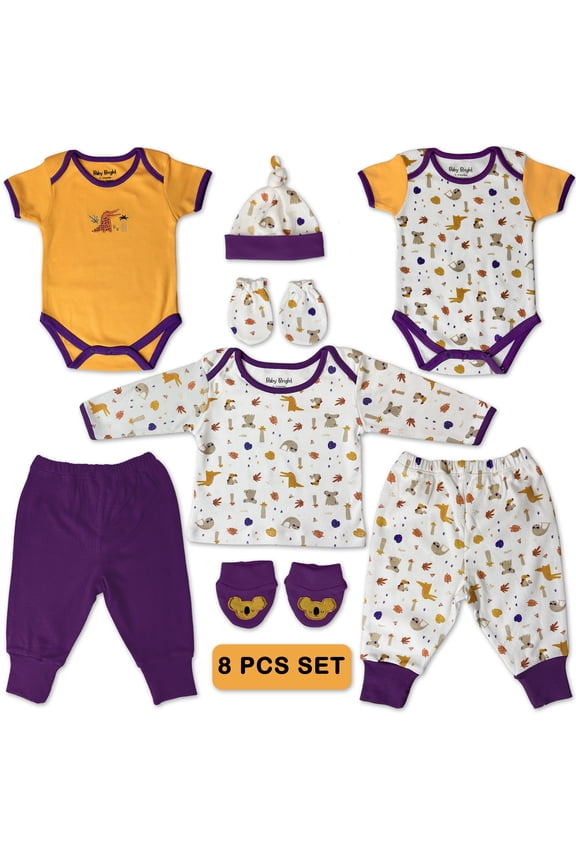Newborn Essentials Must Have Clothes for Baby Boy, Outfit Gifts for Infant, Baby Shower Gift, 8-Pieces, Size 0-3 Months