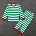 thumbnail image 1 of purcolt Christmas Toddler Pajamas Sets, Kids Boys Girls Stripe Printed Long Sleeve Round Neck Tops High Waist Long Pants Sleepwear 2Pcs Cotton Clothes, 1 of 7