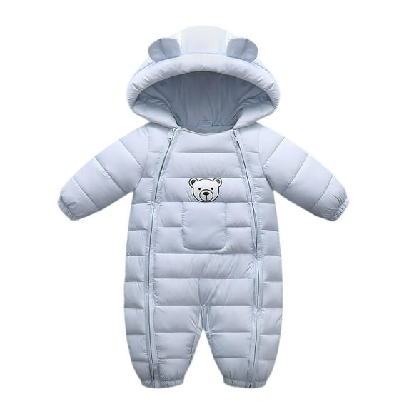 Baby Clothes Cute Infant Toddler Snowsuit Warm Newborn Boy Girl Winter Coats Hooded Zip Jumpsuit Blue 5 Months