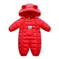 thumbnail image 1 of Baby Clothes Cute Infant Toddler Snowsuit Warm Newborn Boy Girl Winter Coats Hooded Zip Jumpsuit Red 9-12 Months, 1 of 4