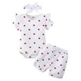 thumbnail image 1 of Baby Clothes For Girls Outfits Baby Girl Baby Girl Clothes Summer Outfits Set Ruffle Sleeve Romper and Floral Shorts with Headband White 12-18 Months, 1 of 3