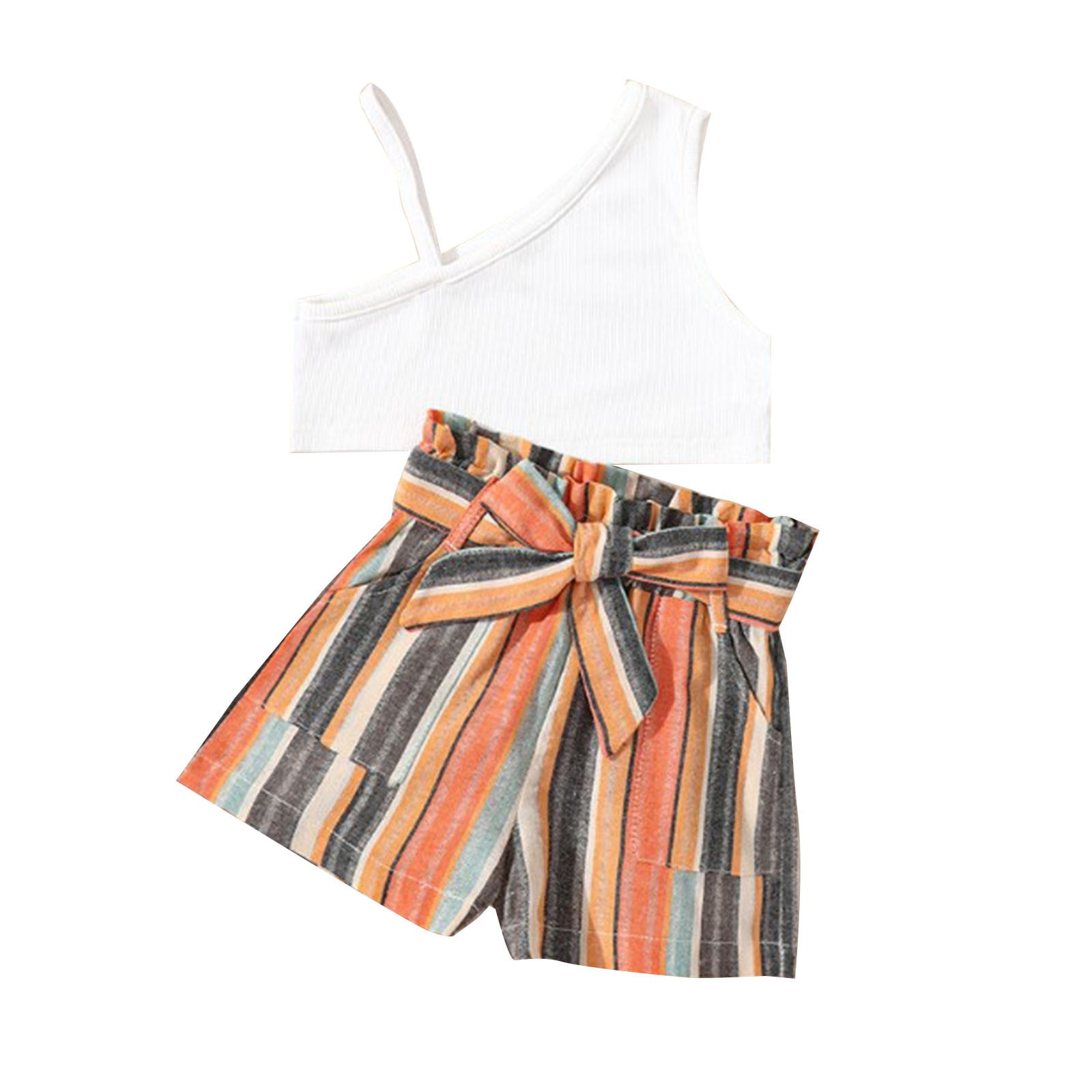 Baby Clothes For Girls Summer New Solid Color Short Top Bow Striped