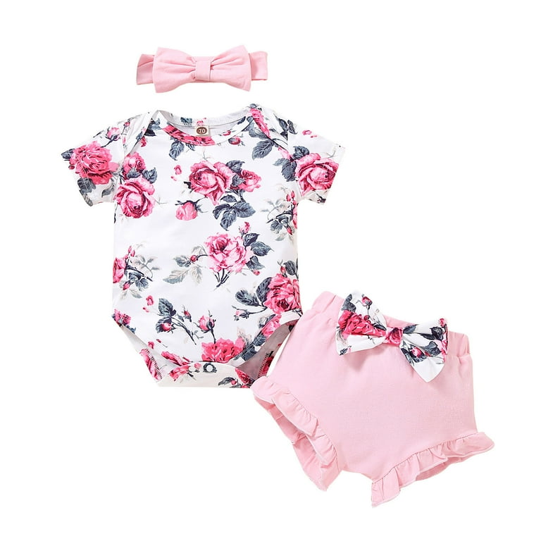 Baby Clothes Girl New Born Mom And Baby Matching Shoes Baby Girl Clothes Outfits Cotton Solid Color Romper Casual 3PCS Set Big Girls