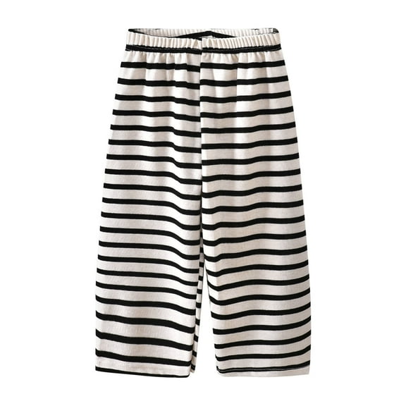 Baby Clothes Girls Boys Pajamas Pants Striped Wide Leg Elastic Waisted Lightweight Loungewear Pant