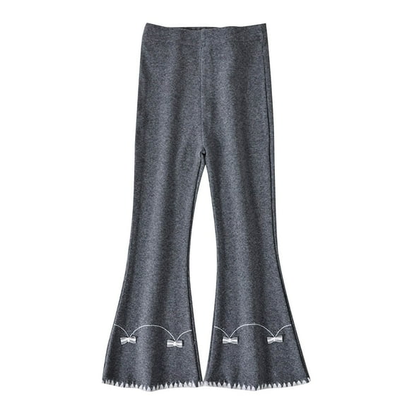 ChbgutlmrBaby Clothes Girls Flare Leggings Kids High Waist Slim Bow Cute Comfy Cotton Boot Cut Trousers