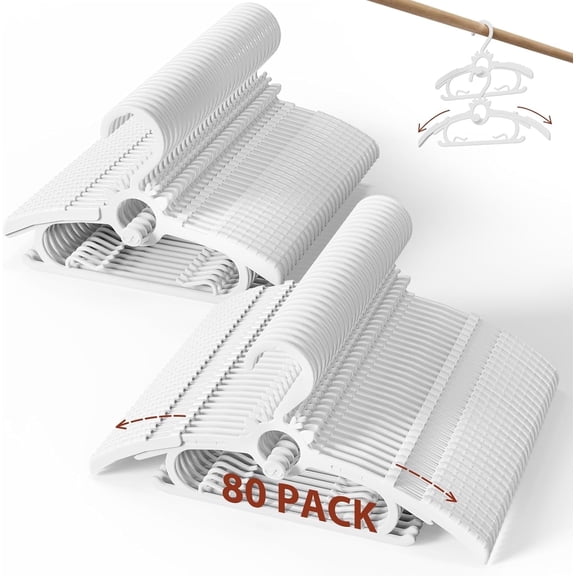 Baby Clothes Hangers 80PCS, 11"-14" Extendable and Stackable Kids Hangers, 45g Ultra-Thick Space Saving Non-Slip Plastic Hanger for Infant, Toddler and Nursery Closet,white