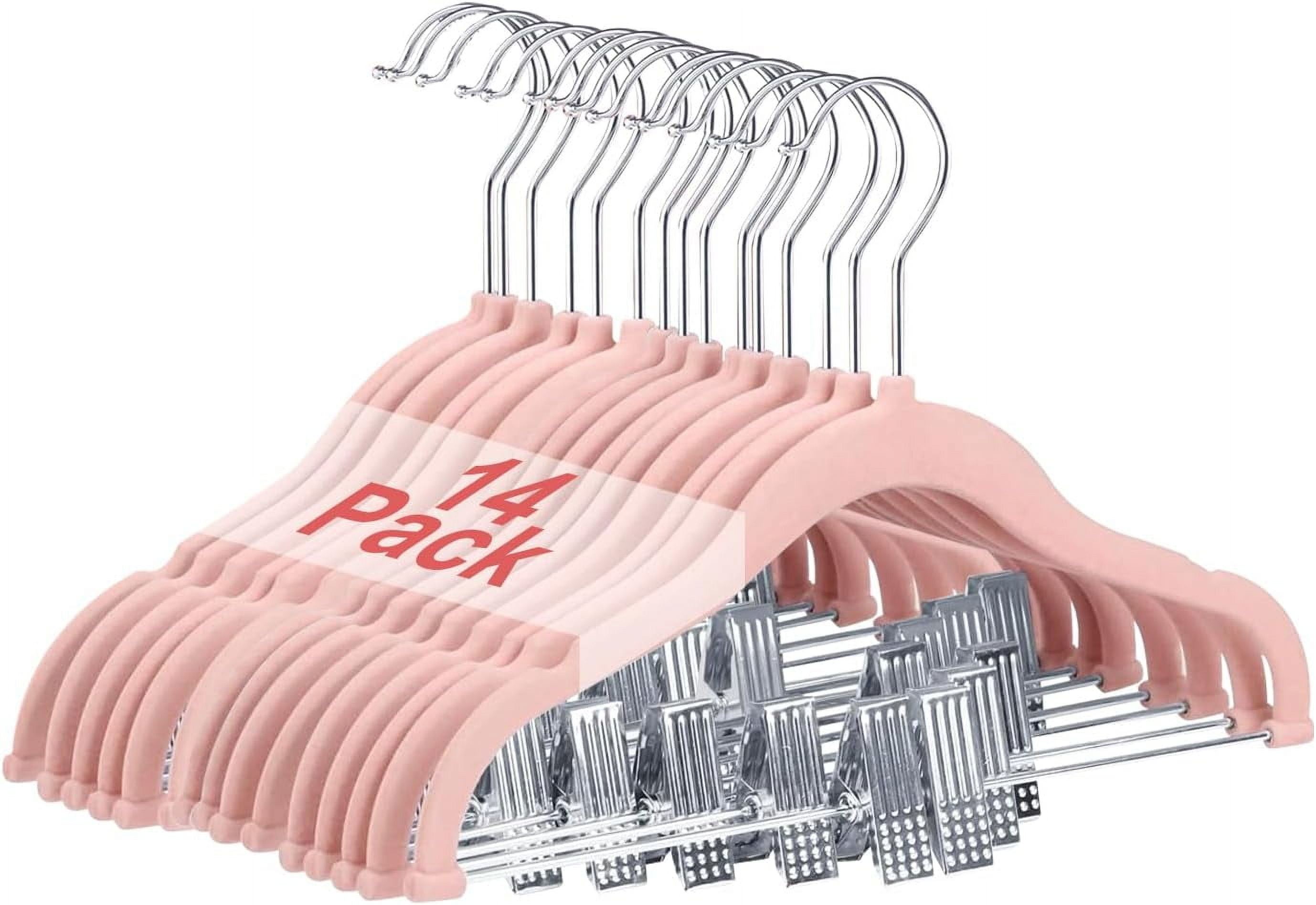 Baby Clothes Hangers with Clips, 14 Packs Kids Velvet Clothes Hangers ...