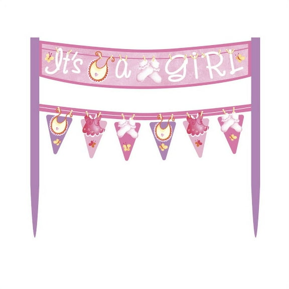 Baby Clothes Pink Cake Banner Kit