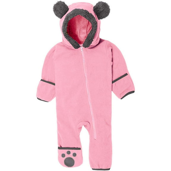 TMOYZQ Infant Baby Girls Boys Solid Cartoon Ears Hoodie Romper Clothes Fleece Jumpsuit Toddler Plush Bodysuit Footed Snowsuit Onesies Winter Warm Coat Outfits 3M-3T