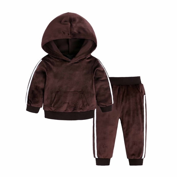 Baby Clothes Spring Velvet Toddler Unisex Outfits Long Sleeve Solid Hoodie Kids Boys Girls Clothing Sets Suits