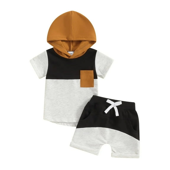 Baby Clothes Summer Clothes Baby Boys' Toddler T-Shirt and Shorts Set Boy Clothes Sets Summer Outfit Black 3-6 Months