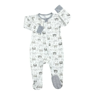 Baby Clothes Toddler Footed Non Zip Pajamas Front Sleeper Cartoon Romper Jumpsuit Baby Boy Romper White 12 Months-18 Months