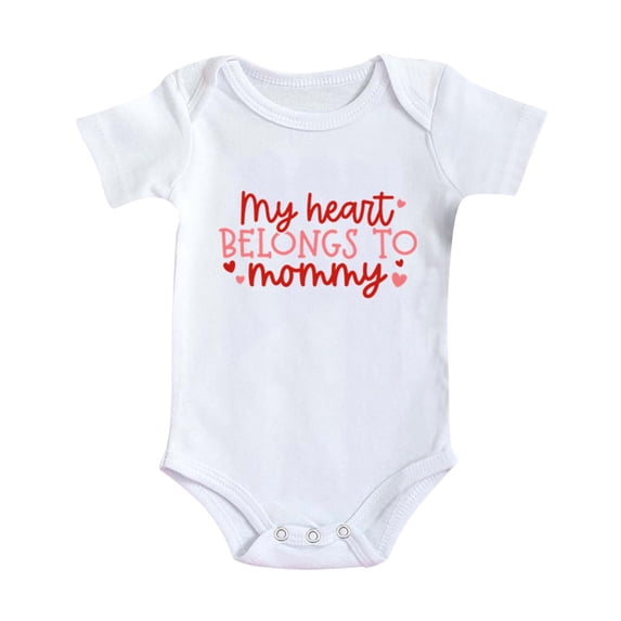 Baby Bodysuits for Girls 0-3 Months Short Sleeve Bodysuit Girl's Valentines Day Romper Soft and Breathable Summer Toddler Clothes White 6-9 Months