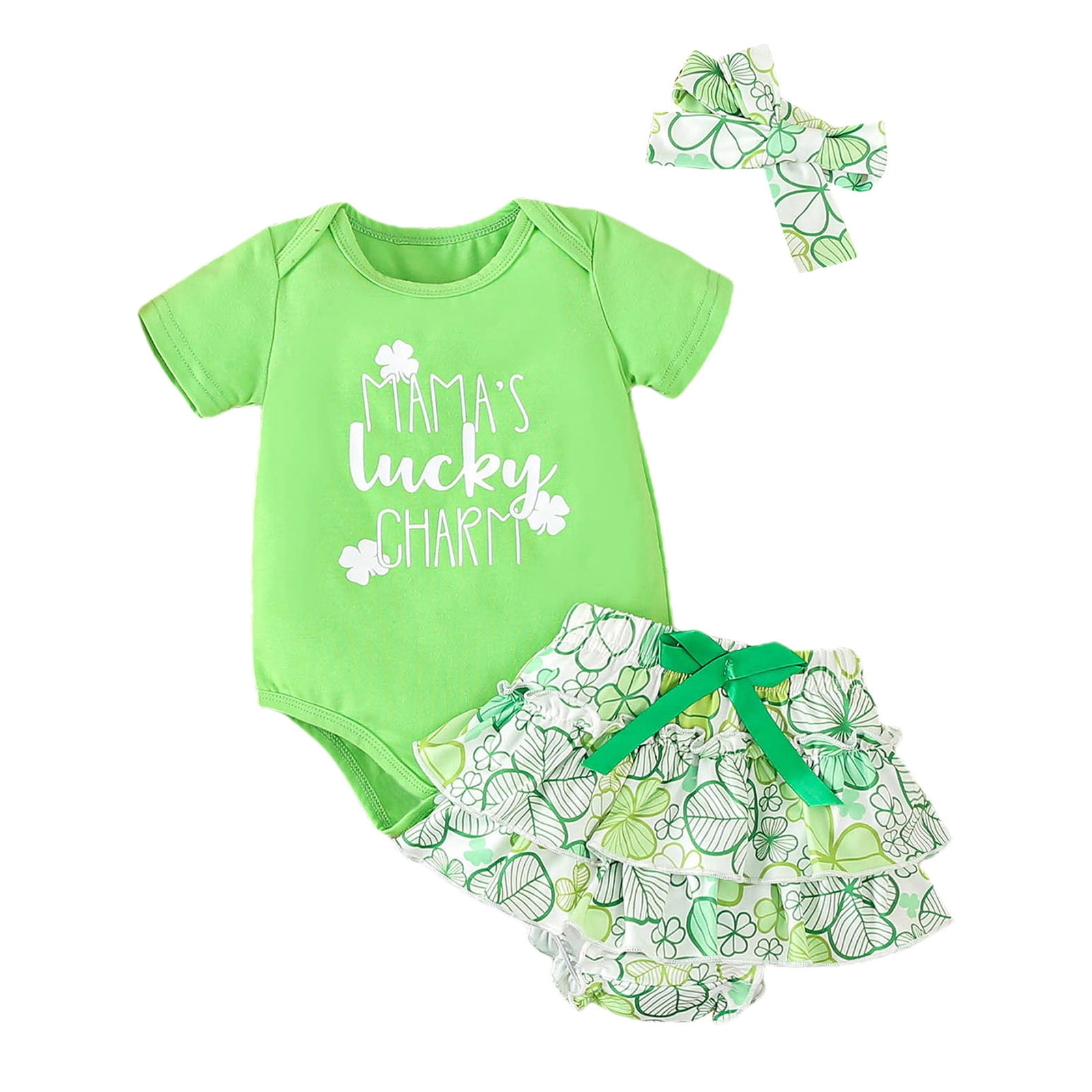 Baby Clothes for Girls 2Pcs Short Sleeve St.Patric.K'S Day Romper Body