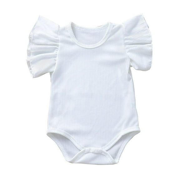 Baby Girl Romper Baby Solid Ruffle Bodysuit Clothes Outfits Rompers 0 Months-6 Months