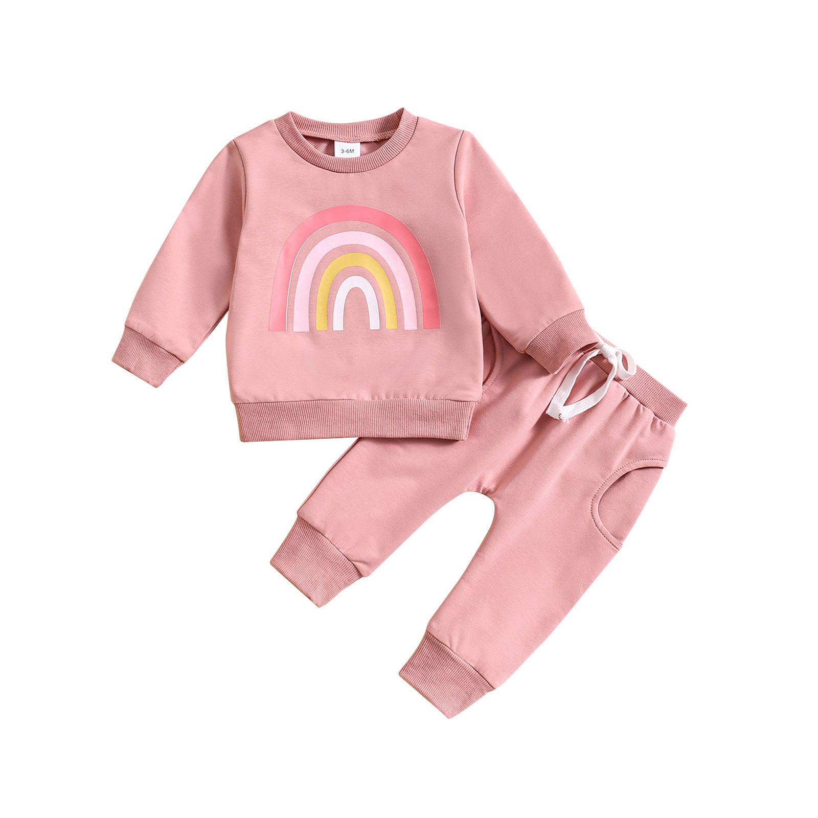 Baby Clothes for Girls Long Sleeve Rainbow Print T Shirt Pullover Tops