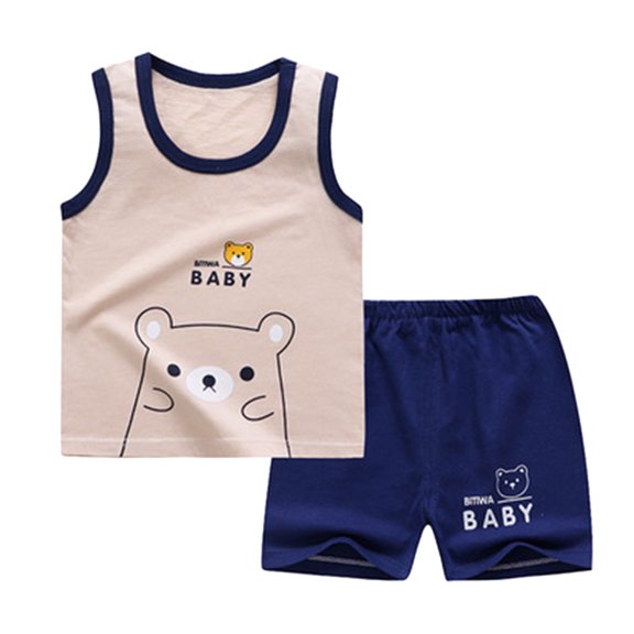 Baby Clothes for Girls Sleeveless Cartoon Tops Vest Shorts Comfortable Breathable Baby Boy Outfits