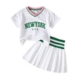 thumbnail image 1 of Baby Clothes for Girls Toddler Girls Summer Clothes Infant Sleeveless Tank Top Shirt Skirt Set Kids Striped Ruffles Outfits,White, 1 of 6