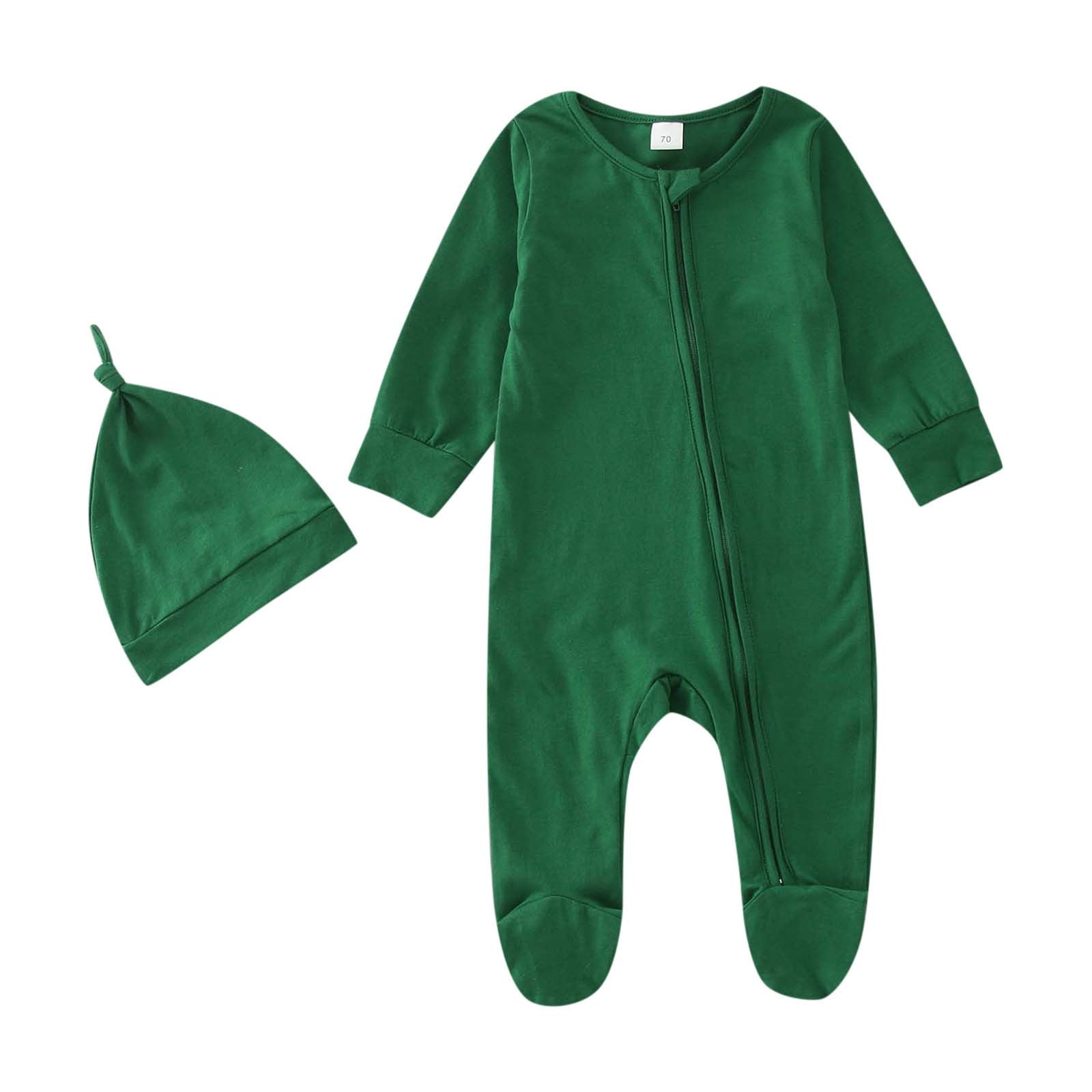 Baby Clothes for Girls Two Piece Long Sleeve Romper Solid Zipper Body