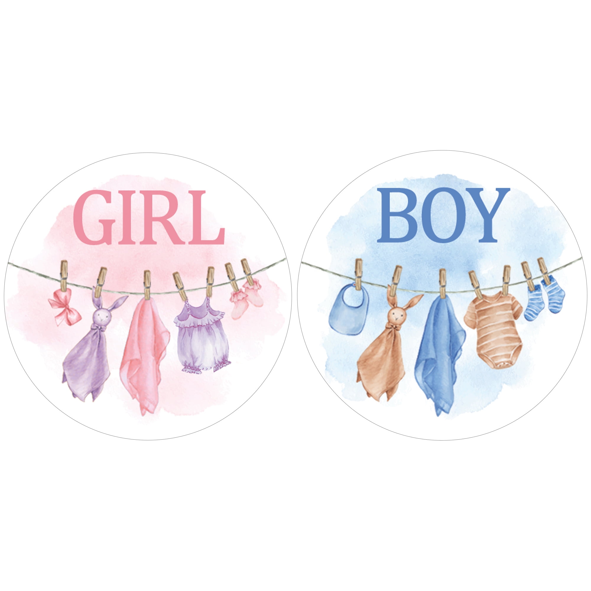 Baby Clothesline Gender Reveal Party Voting Stickers - Girl or Boy Baby ...