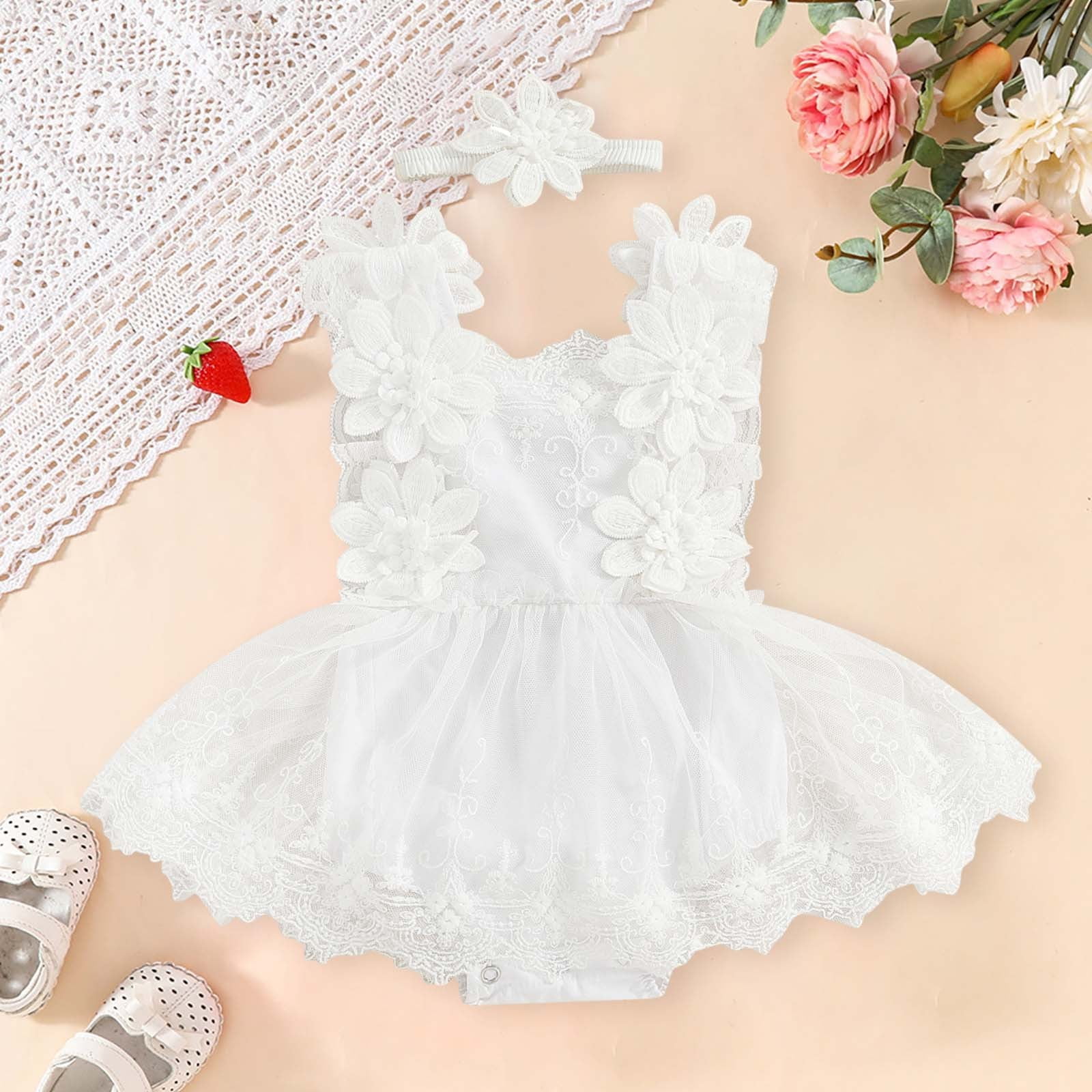 Zhanqunnn Baby Clothing Baby Bodysuit Romper Dress Baby Outfit 1st Birthday Girl Outfit Baby Clothes For Girls 9-12 Months, Infant Girl's, White Zhanqunnn Baby Clothing Baby Bodysuit Romper Dress Baby Outfit 1st Birthday Girl Outfit Baby Clothes For Girls 9-12 Months, Infant Girl's, White