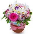 Baby Clothing Flower Bouquet, New Baby Girl Gift Basket with Baby