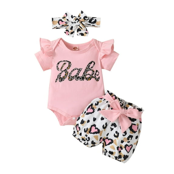 Baby Clothing Girls Romper and Shorts Outfit Infant Pants Sets Pink 3-6 Months