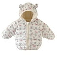 thumbnail image 1 of Baby Coat Boys Girls Cute Printed Lightweight Puffer Jacket Zipper Hooded Warm Coats With Pockets Bear Ears Comfort Clothes Fall And Winter Outdoor Outerwear For Baby 12-18 Months, 1 of 3