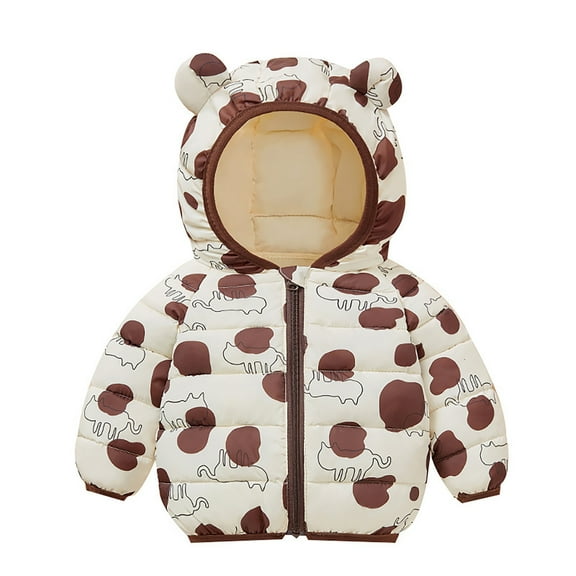 Baby Coat Girls Boys Zipper Hooded Jacket Cute Letter Printing Puffer Coats Cute Bear Ears Outerwear Long Sleeve Windproof Outwear Fall And Winter Clothes Top