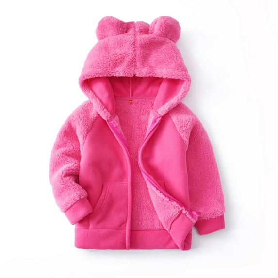 Baby Coat with Hooded Cute Printed Solid Long Sleeve Girl Outfits for Girls 2-3 Years