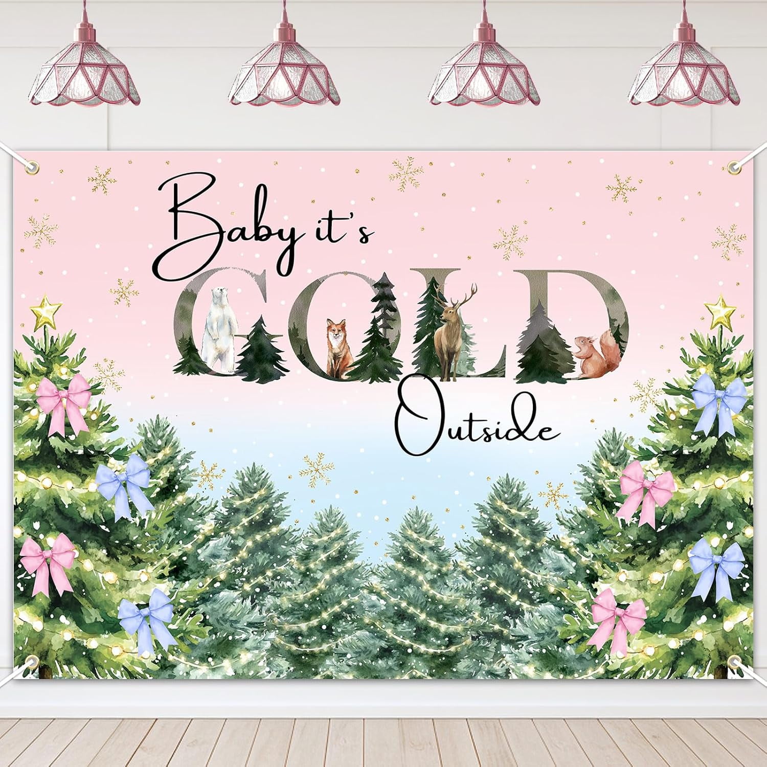 Baby It's Cold Outside Backdrop Pink and Blue Baby It's Cold Outside ...