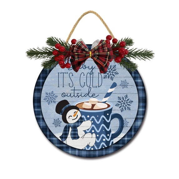 Baby It's Cold Outside Sign Front Door Porch Decorations, Round Rustic ...