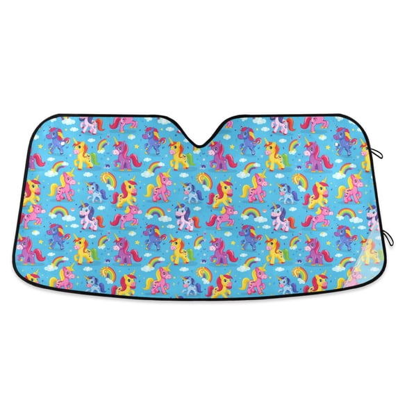 Baby Colorful Unicorns Car Windshield Sun Shade Foldable Car Front Window Visor Heat and UV Protection 53x23.5