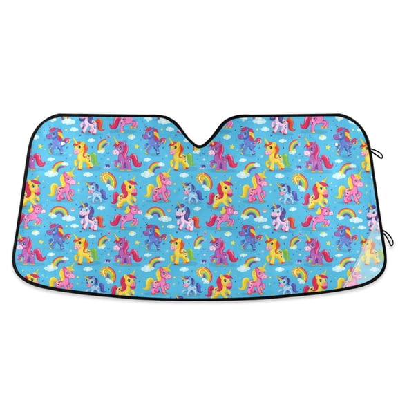 Baby Colorful Unicorns Car Windshield Sun Shade Foldable Car Front Window Visor Heat and UV Protection 53x23.5