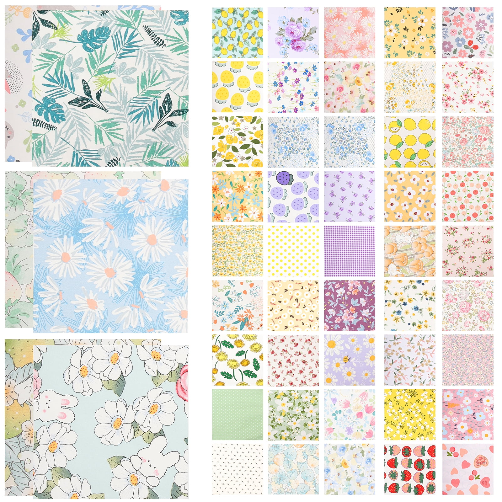 Baby Comforter Quilt Quilted Fabric Floral Printed Squares Cotton