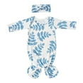 thumbnail image 1 of Baby Coming Home Outfit Knotted Sleep Gown Sleepwear Baby Knot Floral Long Sleeve Sleeping Gown With Headband Set, 1 of 5