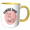 thumbnail image 1 of 3drose, Baby Coming Soon Pink, 11oz Two-tone Yellow Mug, 1 of 6
