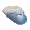 thumbnail image 1 of Baby Connection Infant Girls Blue Satin Slippers Fur House Shoes Baby Booties 5-6, 1 of 2