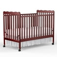 thumbnail image 1 of Baby Convertible Crib 3 In 1, Converts from Baby Crib to Toddler Bed, New Zealand Pinewood Baby Bed with Locking Wheels and Teething Rail, Crib with 4 Height Adjustment and Non Toxic Finish, Cherry, 1 of 9