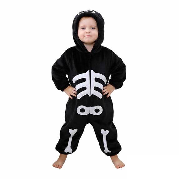Baby for Boys Hooded Jumpsuit Skeleton Girls Dress up Clothes Kids Halloween 9-12 Months
