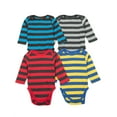 thumbnail image 1 of Baby Cotton Bodysuits Striped 4-Pack, 1 of 2