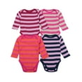 thumbnail image 1 of Baby Cotton Bodysuits Striped 4-Pack, 1 of 3