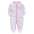 thumbnail image 1 of Baby Cotton Bodysuits Zip up Long Sleeve Cute Print Footed Warm Jumpsuit Romper Clothes for Infant White 0 Months, 1 of 2