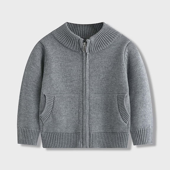 Baby Cotton Cardigan Hooded Coats Boys Girls Knitted Jackets Warm Sweater Outwear Gray 3-4 Years