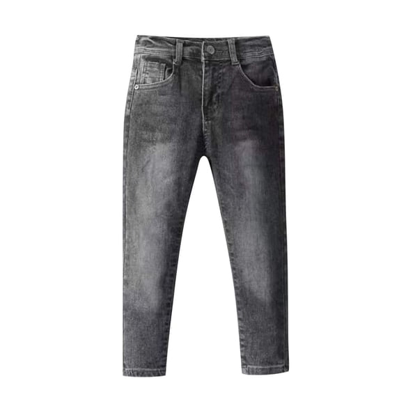 Baby Cotton Pants Spring and Summer Children's Boy's Basic Casual Solid Full Length Pants Jeans New Denim Jeans Gray 7T