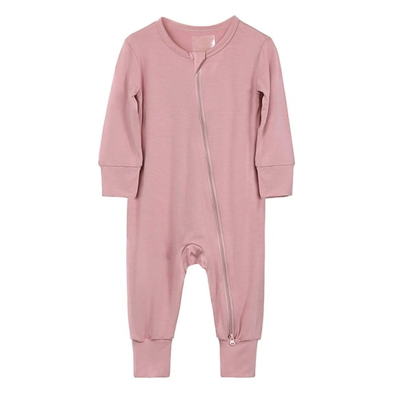 Baby Cotton Rompers Footless Pajamas Zipper Long Sleeve Sleeper Jumpsuit,Size 6-12 Months