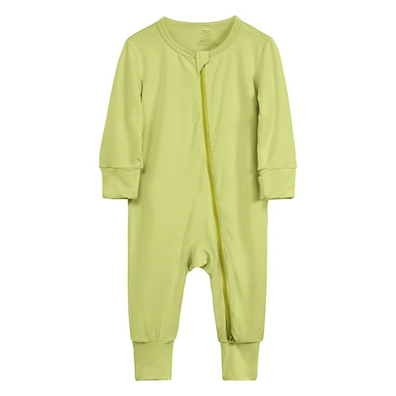 Baby Cotton Rompers Footless Pajamas Zipper Long Sleeve Sleeper Jumpsuit,Size 6-12 Months