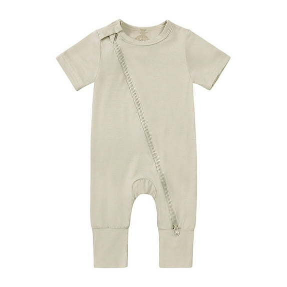 Youmylove Baby Cotton Rompers Footless Pajamas Zipper Short Sleeve Sleeper Jumpsuit Cute Stylish Leisure Dailywear