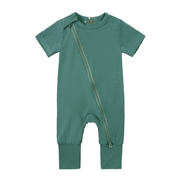 Baby Cotton Rompers Footless Pajamas Zipper Short Sleeve Sleeper Jumpsuit Summer Clothes